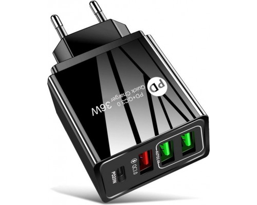 Зарядний пристрій Mirrow 3 USB Type-C Super Charge/Quick Charge 36W Black (498567566) Зарядний пристрій Mirrow 3 USB Type-C Super Charge/Quick Charge 36W Black (498567566)