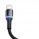 Зарядка USB кабель Bаseus для синхронізації і зарядки iPhone Apple Lightning led підсвічуванням 2 м Чорний