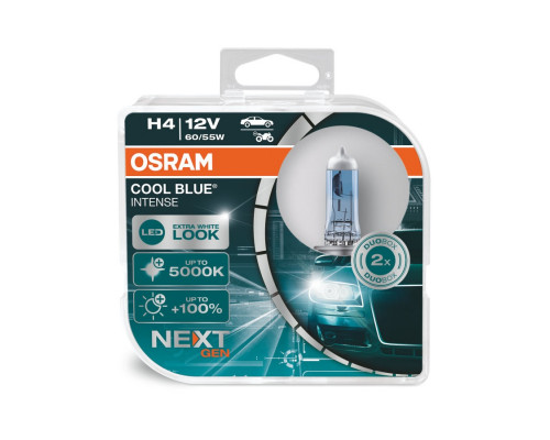 Комплект галогенових ламп Osram H4 Cool Blue Intense Next Gen 2 шт (64193CBN-HCB) Комплект галогенових ламп Osram H4 Cool Blue Intense Next Gen 2 шт (64193CBN-HCB)