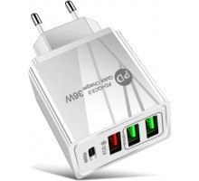 Зарядний пристрій Mirrow 3 USB Type-C Super Charge/Quick Charge 36W White (985741235)