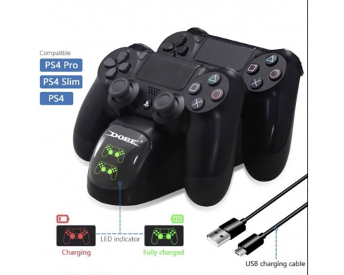 Зарядна док станція Dobe для DualShock 4 PS4 на 2 геймпада з LED підсвічуванням Чорний Зарядна док станція Dobe для DualShock 4 PS4 на 2 геймпада з LED підсвічуванням Чорний