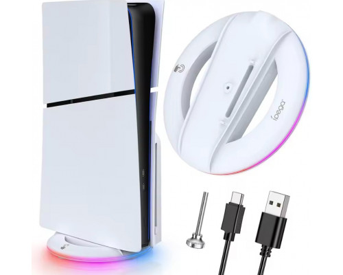 Вертикальна RGB-підставка Pega Sony PlayStation 5 Slim PS5 Slim Білий Вертикальна RGB-підставка Pega Sony PlayStation 5 Slim PS5 Slim Білий