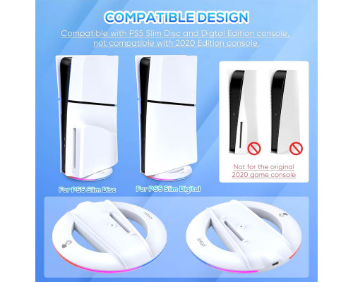 Вертикальна RGB-підставка Pega Sony PlayStation 5 Slim PS5 Slim Білий Вертикальна RGB-підставка Pega Sony PlayStation 5 Slim PS5 Slim Білий