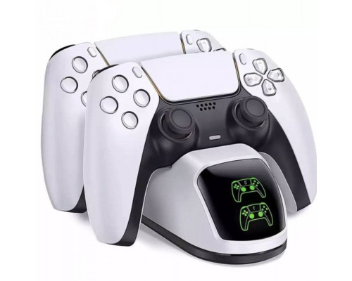 Зарядка для джойстика PS5 Dobe Станція для PlayStation 5 PS5 DualSense на 2 геймпади з LED підсвічуванням Білий Зарядка для джойстика PS5 Dobe Станція для PlayStation 5 PS5 DualSense на 2 геймпади з LED підсвічуванням Білий