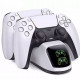Зарядка для джойстика PS5 Dobe Станція для PlayStation 5 PS5 DualSense на 2 геймпади з LED підсвічуванням Білий
