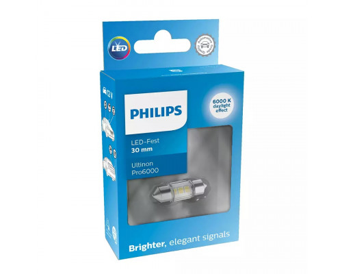 Світлодіодна лампа Philips 11860CU60X1 White Ultinon Pro6000 12V C5W 6000K 1 шт Світлодіодна лампа Philips 11860CU60X1 White Ultinon Pro6000 12V C5W 6000K 1 шт