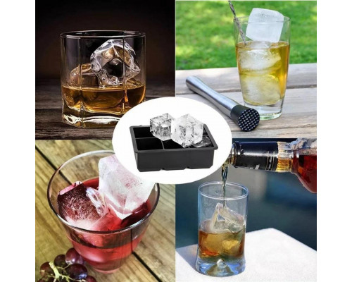 Форма для льоду силіконова Ice Кубики 4 комірки 11х11х5 см Чорний (С051348)