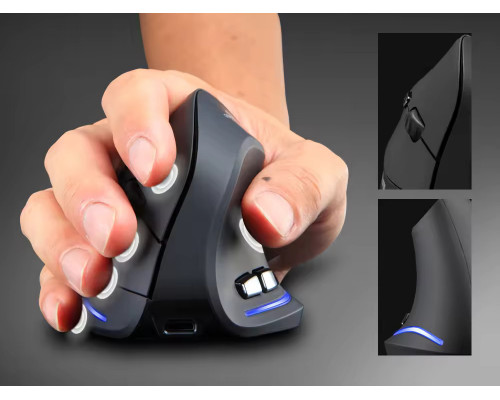 Вертикальна миша бездротова Zelotes F-35 з акумулятором та RGB підсвічуванням Black Вертикальна миша бездротова Zelotes F-35 з акумулятором та RGB підсвічуванням Black