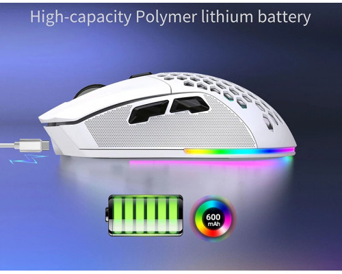 Миша бездротова HXSJ Т28 з акумулятором та RGB підсвічуванням 2,4G+Bluetooth White Миша бездротова HXSJ Т28 з акумулятором та RGB підсвічуванням 2,4G+Bluetooth White