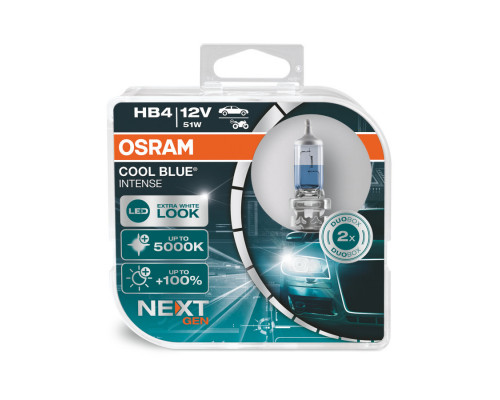 Комплект галогенових ламп Osram HB4 Cool Blue Intense Next Gen 2 шт (9006CBN-HCB) Комплект галогенових ламп Osram HB4 Cool Blue Intense Next Gen 2 шт (9006CBN-HCB)
