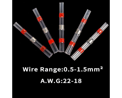 Термозбіжна гільза з припоєм PR термоусадка 0.5-1.0 мм² 70 шт Червоний (C050946-70)