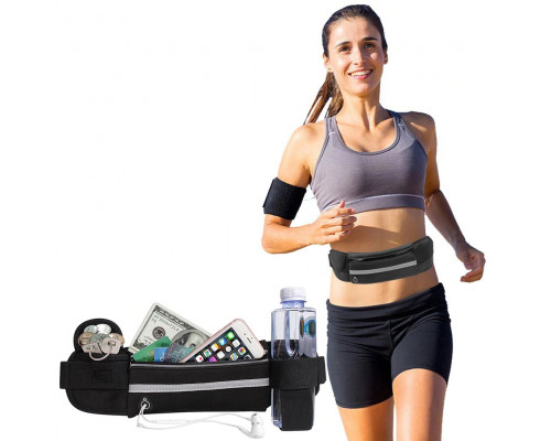 Сумка для бігу спортивна на пояс RunningBag з кишенею на пляшку Black (36156213) Сумка для бігу спортивна на пояс RunningBag з кишенею на пляшку Black (36156213)