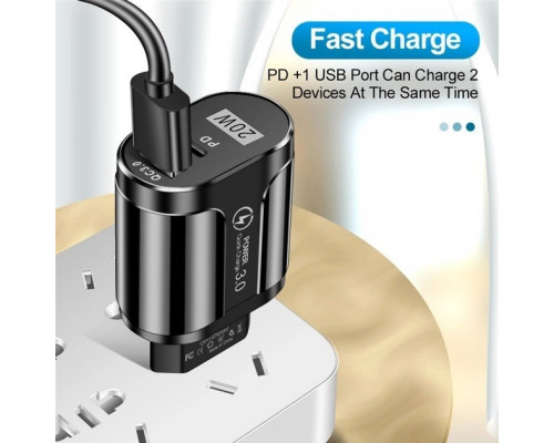 Зарядний пристрій Mirrow USB Type-C Super Charge/Quick Charge 3.0 PD 20W Black (366589741) Зарядний пристрій Mirrow USB Type-C Super Charge/Quick Charge 3.0 PD 20W Black (366589741)