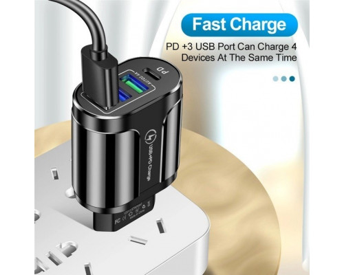 Зарядний пристрій Mirrow 3 USB Type-C Super Charge/Quick Charge 3.0 5V/2.4A Black (355621451) Зарядний пристрій Mirrow 3 USB Type-C Super Charge/Quick Charge 3.0 5V/2.4A Black (355621451)