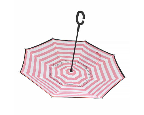 Парасолька навпаки Lesko Up-Brella Рожево-білий Парасолька навпаки Lesko Up-Brella Рожево-білий