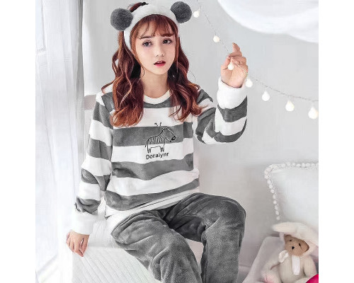 Жіноча піжама Lesko Zebra L Gray-White Жіноча піжама Lesko Zebra L Gray-White