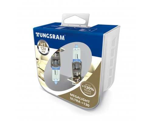 Автолампа галоген Tungsram H1 55W 12V(2 шт./пластикбокс) Megalight Ultra +130% Автолампа галоген Tungsram H1 55W 12V(2 шт./пластикбокс) Megalight Ultra +130%