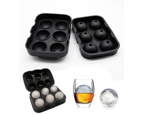 Форма для льоду силіконова Ice Куля 6 комірок 18,5x12,5x4,6 см Чорний (C051355)