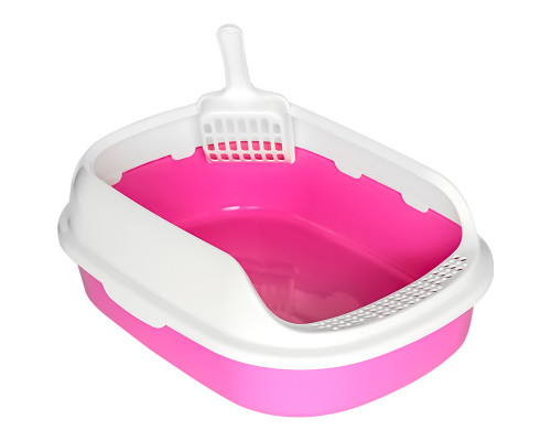 Туалет для кішок з лопаткою Taotaopets 226611 Pink 40х29х13.5 см Туалет для кішок з лопаткою Taotaopets 226611 Pink 40х29х13.5 см