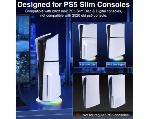 Вертикальний стенд BebonCool для Sony PlayStation Slim з RGB підсвічуванням та 2 USB Hub Білий Вертикальний стенд BebonCool для Sony PlayStation Slim з RGB підсвічуванням та 2 USB Hub Білий