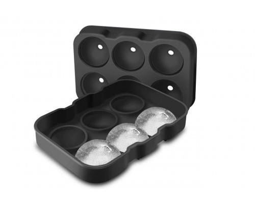 Форма для льоду силіконова Ice Куля 6 комірок 18,5x12,5x4,6 см Чорний (C051355)