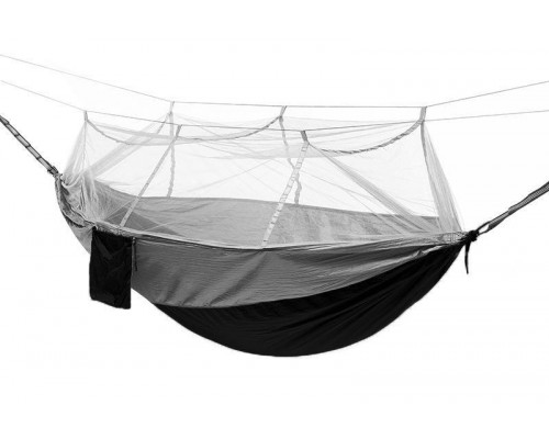 Гамак туристичний з москітною сіткою двомісний підвісний Camp 260x140 см Чорний (C051058)