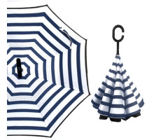 Механічна парасолька навпаки Up-Brella Синьо-білі (2907-13264)