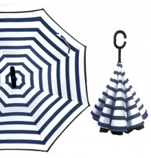 Механічна парасолька навпаки Up-Brella Синьо-білі (2907-13264)