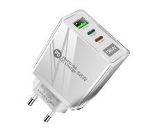 Зарядний пристрій Mirrow USB 2-Type-C Super Charge/Quick Charge 3.0 PD 58W White (FR050841)
