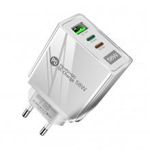 Зарядний пристрій Mirrow USB 2-Type-C Super Charge/Quick Charge 3.0 PD 58W White (FR050841)