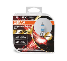 Комплект галогенових ламп Osram 64211NB200-HCB H11 12V 55W PGJ19-2 Night Breaker Laser +200% 2шт/комп.