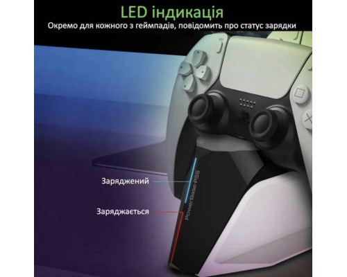 Зарядка для джойстика PS5 BebonCool для PlayStation 5 PS5 DualSense на 2 геймпади з LED підсвічуванням P5 Білий Зарядка для джойстика PS5 BebonCool для PlayStation 5 PS5 DualSense на 2 геймпади з LED підсвічуванням P5 Білий