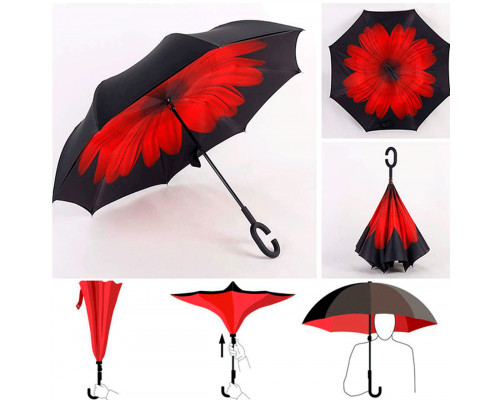 Парасолька Up-Brella колір Червона Квітка жіноча Чорний (2907-7785) Парасолька Up-Brella колір Червона Квітка жіноча Чорний (2907-7785)