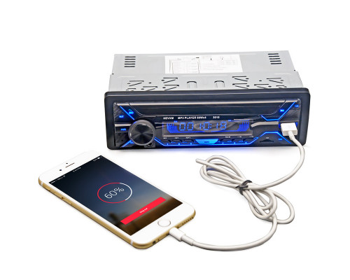 Магнітола HEVXM 3010 1DIN гучномовець функція Bluetooth microSD MP3 AUX FM пульт керування (2347-5560)