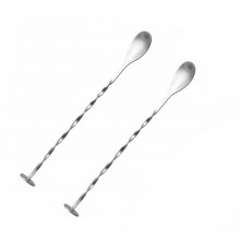 Набір барних коктейльних ложок ТМ з нержавіючої сталі 25,5 см 2 шт Сріблястий (С051370-2)