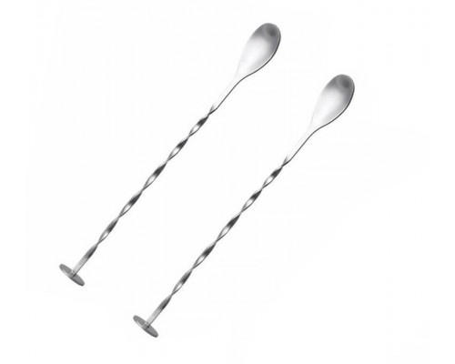 Набір барних коктейльних ложок ТМ з нержавіючої сталі 25,5 см 2 шт Сріблястий (С051370-2)
