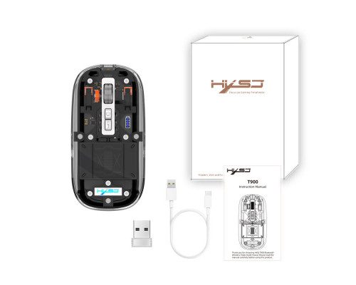 Мишка бездротова безшумна HXSJ Т900 з акумулятором 2,4G+Bluetooth Мишка бездротова безшумна HXSJ Т900 з акумулятором 2,4G+Bluetooth