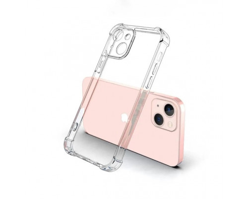 Силіконовий протиударний чохол панель + скло 9Н на Iphone 15 прозорий Case (23535345)