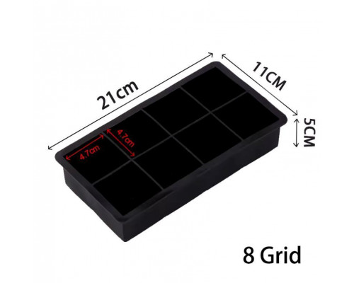 Форма для льоду силіконова Ice з кришкою Кубики 8 комірок 21x11.5x5 см Чорний (С051353)