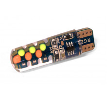 Світлодіодна лампа StarLight T10 12 діодів 12V СОВ / crystal MULTICOLOR / друкована плата