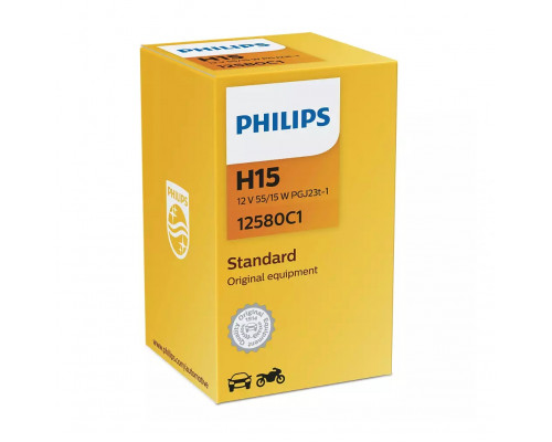Галогенова лампа Philips 12580C1 H15 12V 15/55W PGJ23t-1 Галогенова лампа Philips 12580C1 H15 12V 15/55W PGJ23t-1