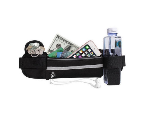 Сумка для бігу на пояс RunningBag з кишенею на пляшку Black (HbP0506201) Сумка для бігу на пояс RunningBag з кишенею на пляшку Black (HbP0506201)