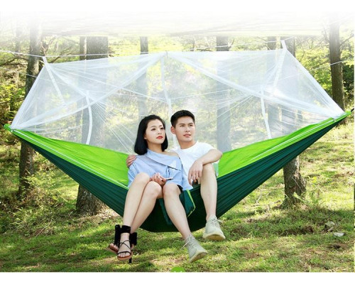 Гамак туристичний з москітною сіткою двомісний підвісний Camp 260x140 см Чорний (C051058)