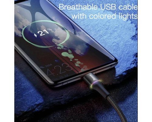 Зарядка USB кабель Bаseus для синхронізації і зарядки Android і інших пристроїв USB Type-C з led підсвічуванням 2 м Чорний Зарядка USB кабель Bаseus для синхронізації і зарядки Android і інших пристроїв USB Type-C з led підсвічуванням 2 м Чорний