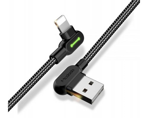 Двосторонній зарядний кабель для iPhone iPad McDodo 90 ° USB to Lightning з LED підсвічуванням 1.2m Двосторонній зарядний кабель для iPhone iPad McDodo 90 ° USB to Lightning з LED підсвічуванням 1.2m