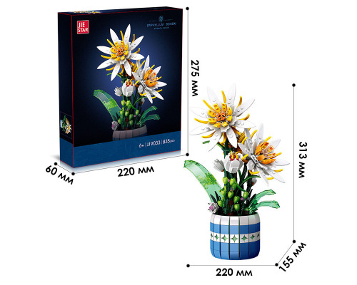 3D конструктор Jie Star 9033 Epiphyllum Bonsai 835 деталей 13216-84632