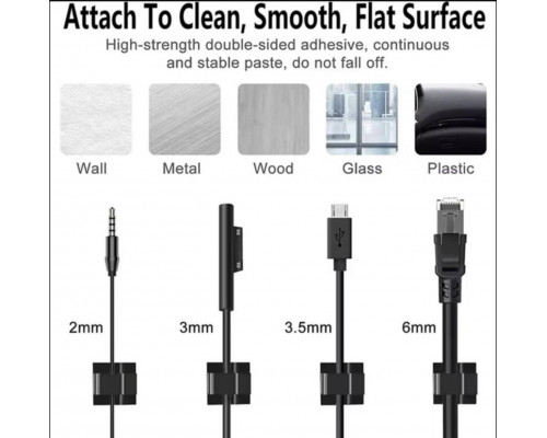 Органайзер фіксатор кабелю Captain тримач для дроту самоклейний 3M XM 20 шт Чорний (hub_3jng3f)