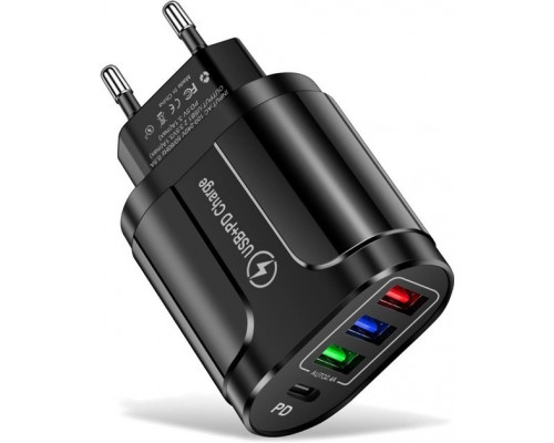 Зарядний пристрій Mirrow 3 USB Type-C Super Charge/Quick Charge 3.0 5V/2.4A Black (355621451) Зарядний пристрій Mirrow 3 USB Type-C Super Charge/Quick Charge 3.0 5V/2.4A Black (355621451)