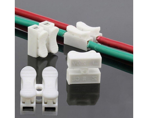 Набір з'єднувачів для дроту PW CH-2 клемні колодки на два контакти 30 шт Білий (C051301-30)