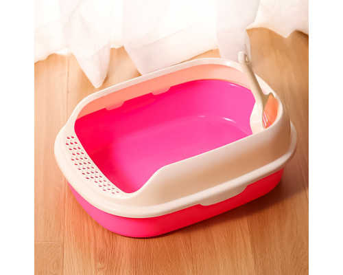 Туалет для кішок з лопаткою Taotaopets 226611 Pink 40х29х13.5 см Туалет для кішок з лопаткою Taotaopets 226611 Pink 40х29х13.5 см